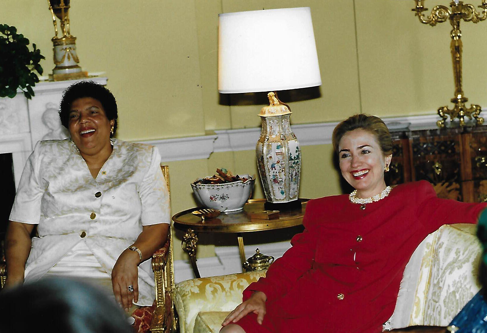 Ambassador Ruth A. Davis with Hillary Clinton in 1995