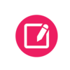 pink icon of pen and paper 