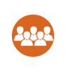 orange icon with group of people