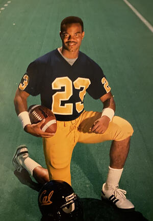 Brian McGhee poses in his Cal football uniform 